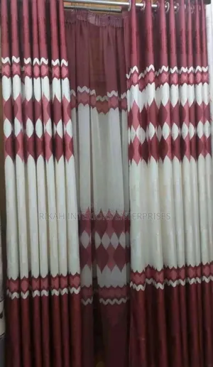 Maroon and White Curtains