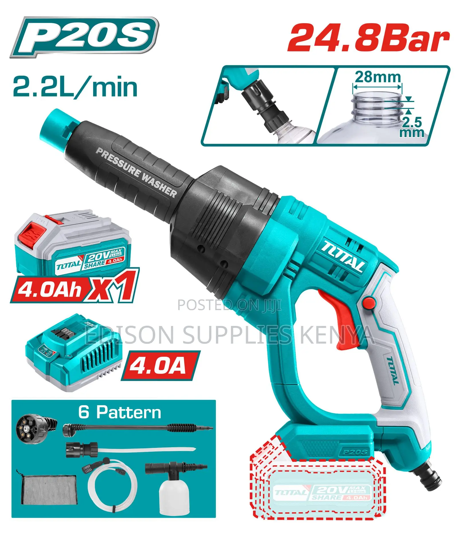 Total Cordless Pressure Washer 20V Battery Car Wash Machine