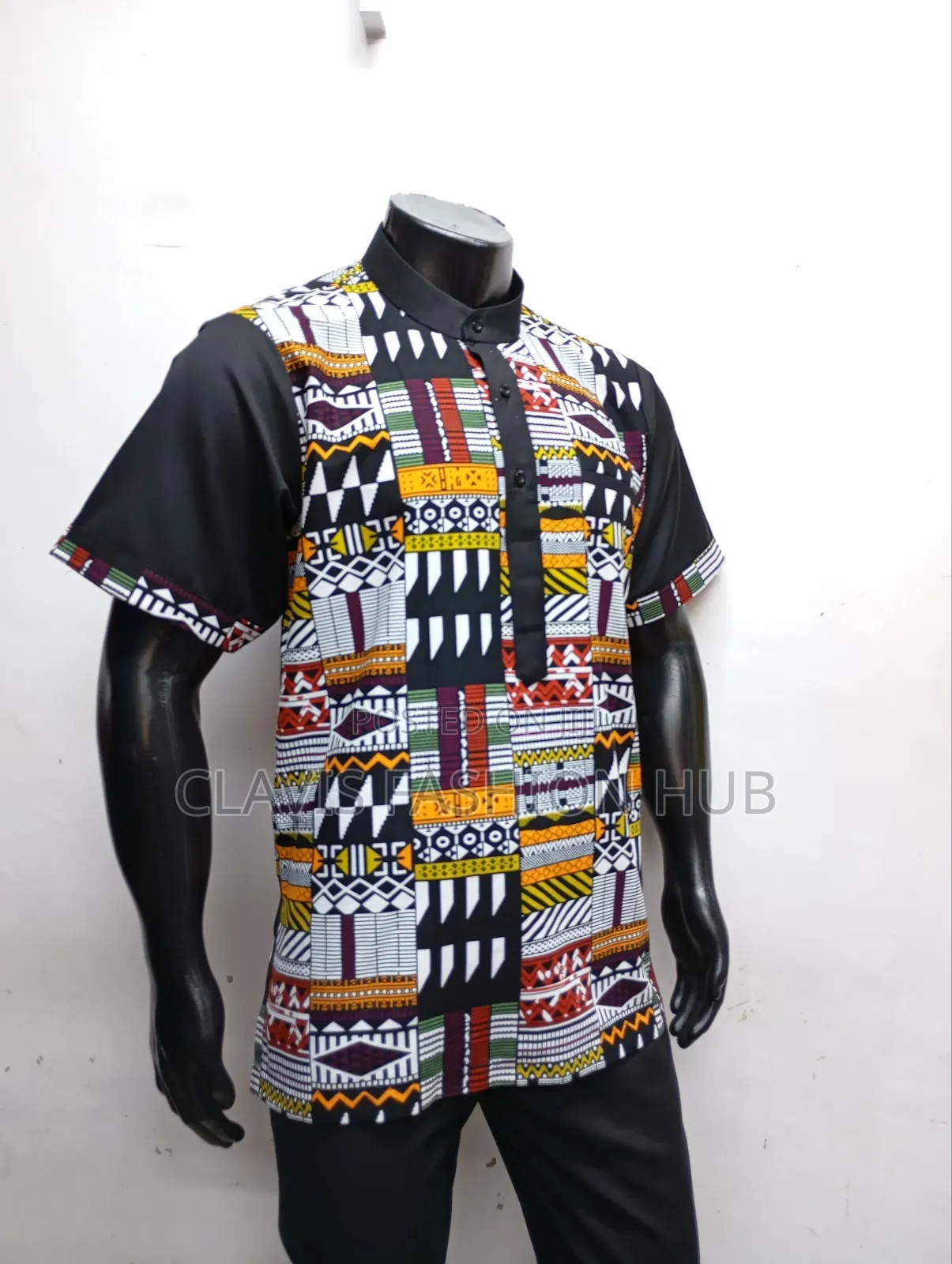 Full Kitenge Shirt Short Sleeve