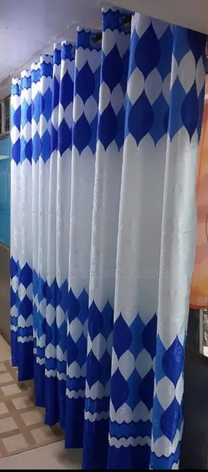 White and Blue Floral Curtains