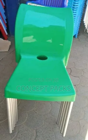 Saf Green Armless Plastic Chair With Metal Tubing Legs