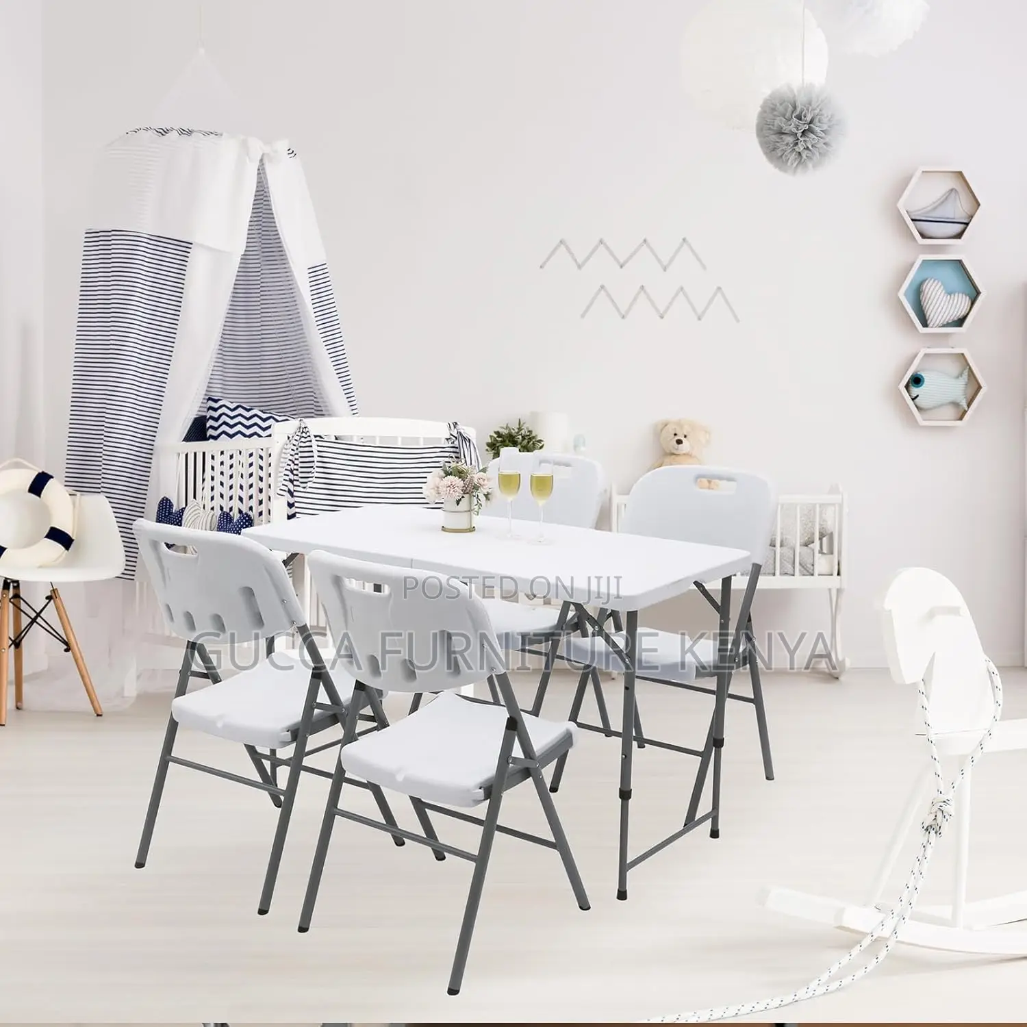 Dining Tables: Heavy Duty Plastic Fold-in-Half Utility Table