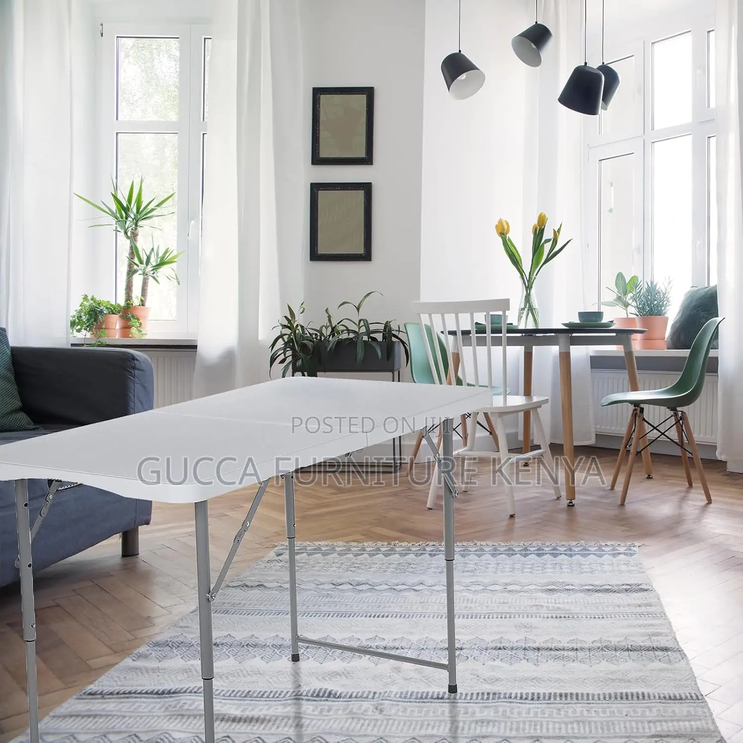 Dining Tables: Heavy Duty Plastic Fold-in-Half Utility Table