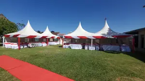 Tents Walk Way Red Carpet, Tents Drapped Seats Tables