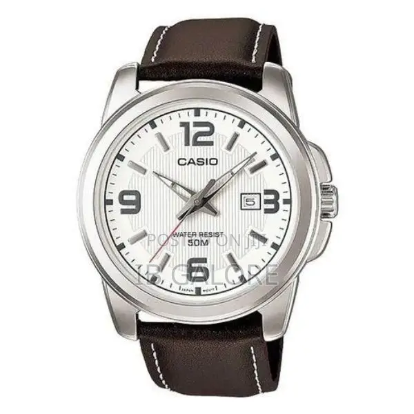 Casio Men's Leather Watch MTP 1314L White Dial
