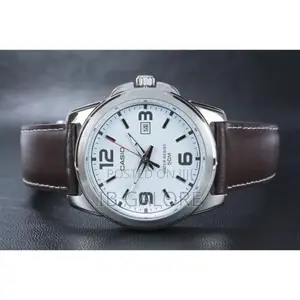 Casio Men's Leather Watch MTP 1314L White Dial