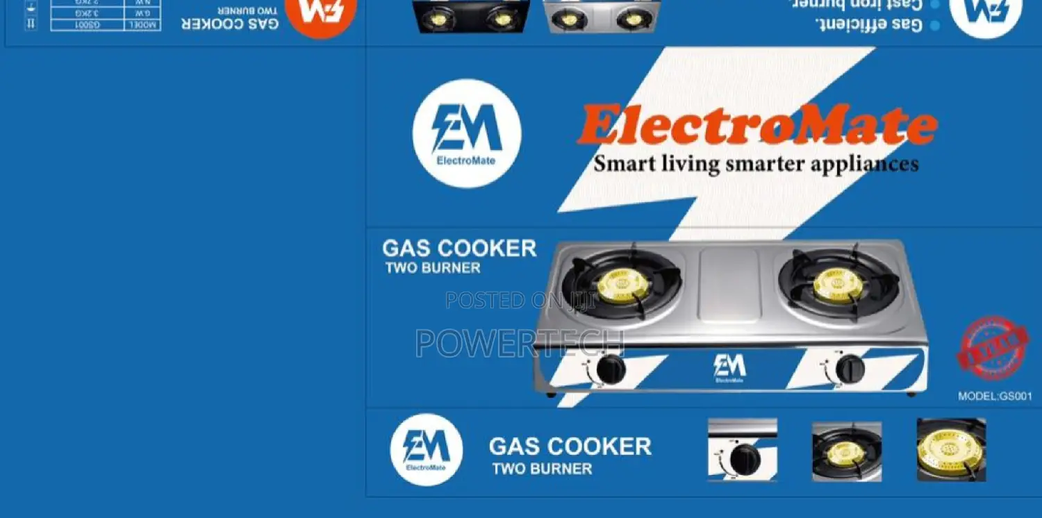 Electromate 2 Burner Stainless Cooker Autoignation.