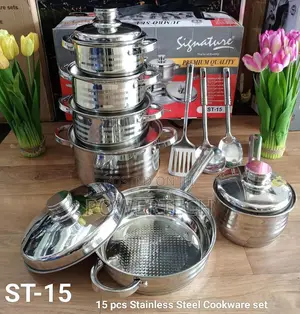 Signature 15 PCS Induction Base Stainless Steel Cookware Set