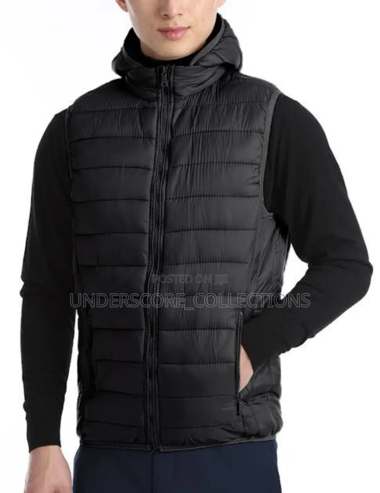 Men Sleeveless Puff Jacket With Detachable Hat