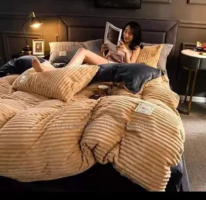 Beige Velvet Duvet Set in Stock
