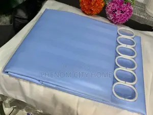 Sky Blue Stripped Polyester Shower Curtain