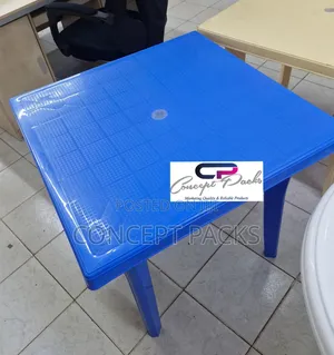 Blue Square Garden Table With Umbrella Hole