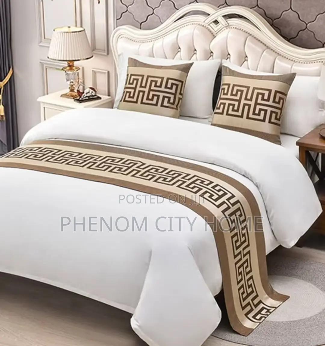 Brown Themed Satin Bedrunner Set With Pillow Covers