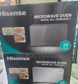 Silver and Black Hisense Digital Microwave