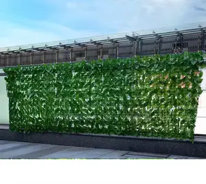 Dark Green Artificial Leafy Privacy Fence