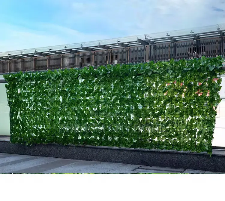 Dark Green Artificial Leafy Privacy Fence