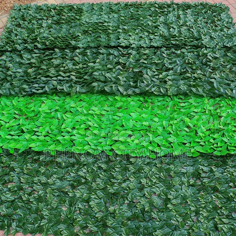 Dark Green Artificial Leafy Privacy Fence