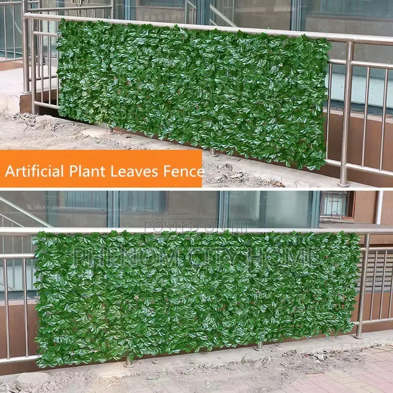Dark Green Artificial Leafy Privacy Fence