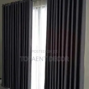 Dark Grey Total Blackout Curtains and White Sheers
