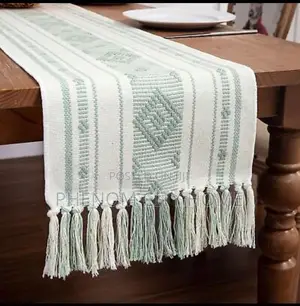 Braided Woven Texture Table Runner With Tassels