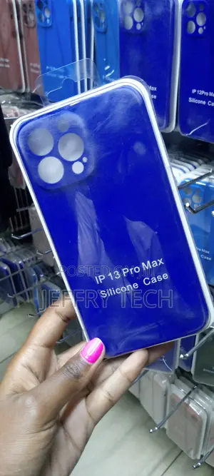 Blue iPhone 13 Pro Max Case, Liquid Silicone Case, Full Body