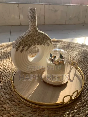 *Decorative Gold Metal and Wood Tray