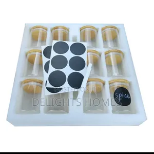 12pcs Glass Storage Jar Set With Bamboo Lids -Car
