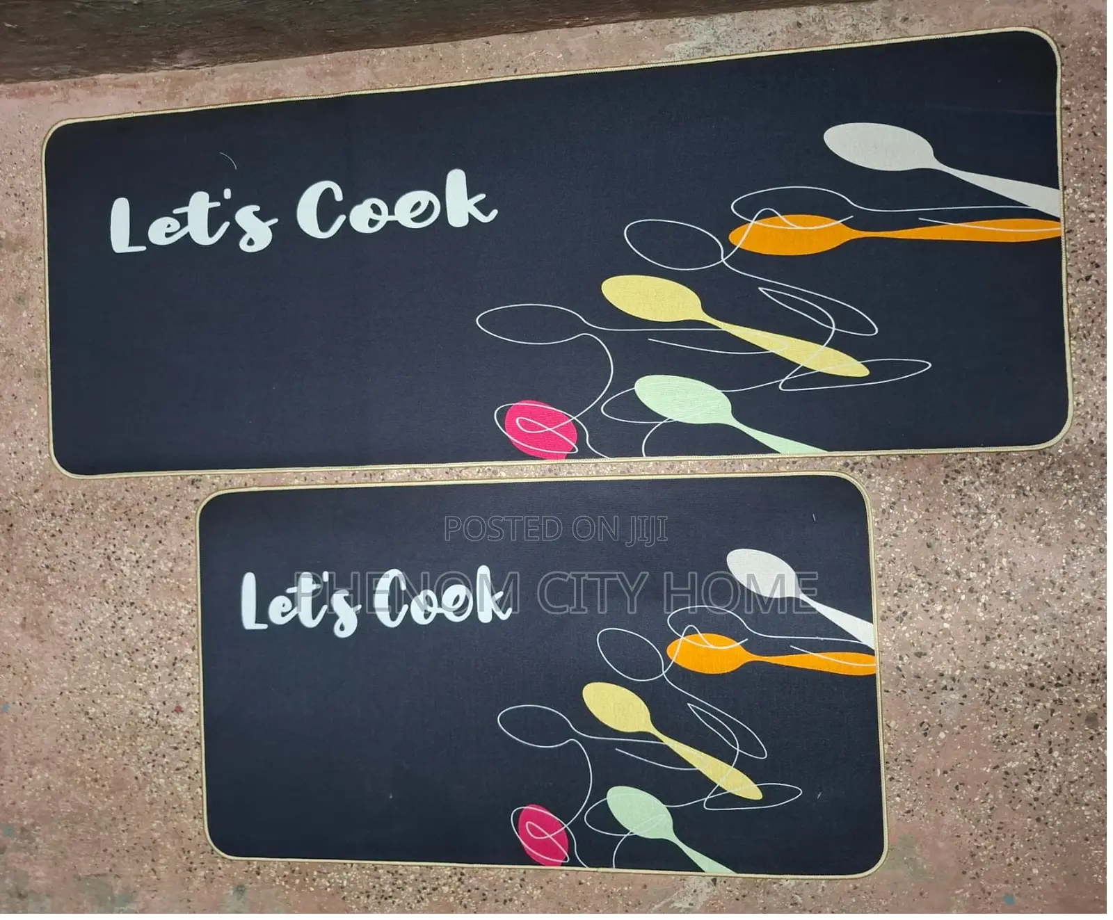 Blackish Rubber Bottom Kitchen Mats