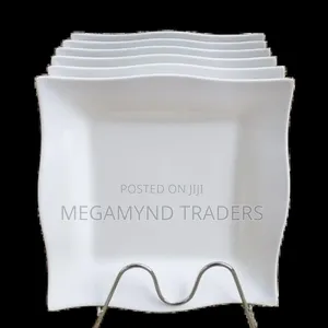 12pc Melamine Plates Square White