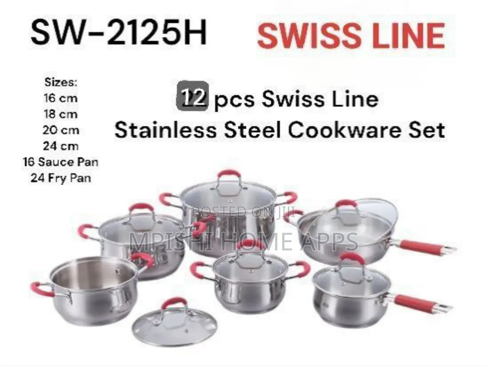12 PCS Swiss Line Stainless Steel Cookware Set