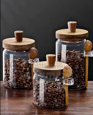 3 Clear Glass Jar With Bamboo Lid Sooons