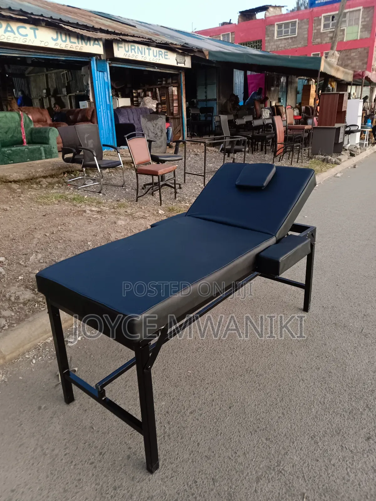 Massage Bed Black With Armrest
