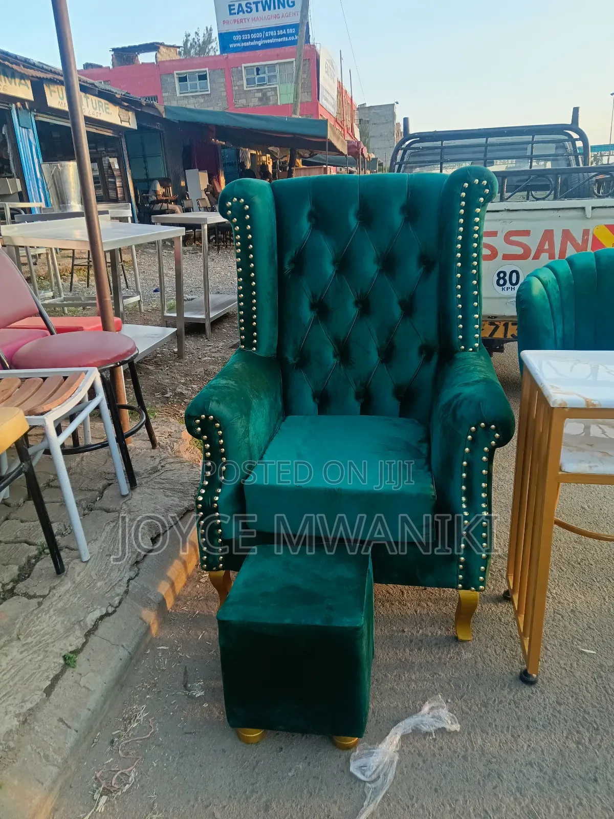 Green Pedicure Seat And A Stool