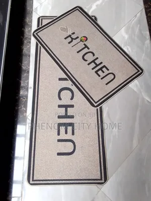 Grayish Binded Kitchen Mats