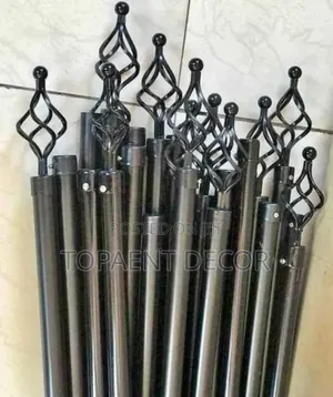 Black 2m Double Adjustable Window and Door Curtain Rod