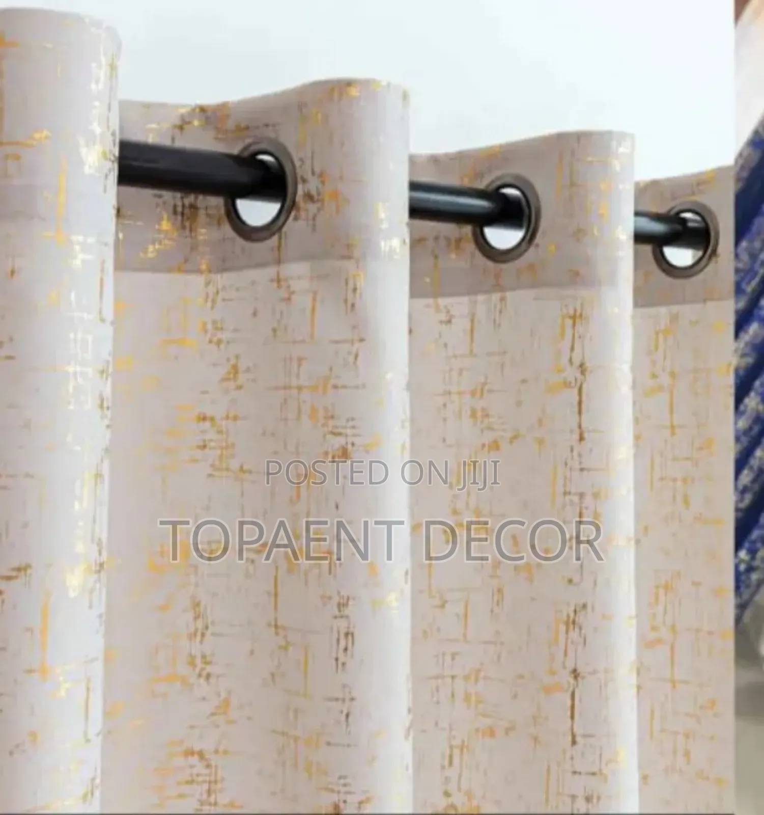 White Velvet With Gold Patches Eyelates Window Curtains