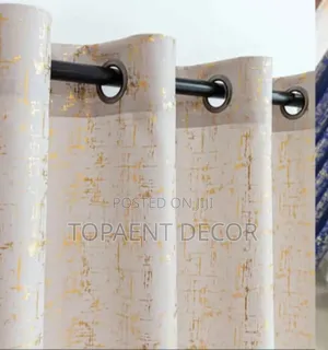 White Velvet With Gold Patches Eyelates Window Curtains