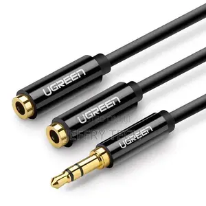 AUX Audio Splitter 3.5mm Jack Cable UGREEN AV123, 25cm (Blac