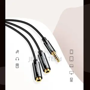 AUX Audio Splitter 3.5mm Jack Cable UGREEN AV123, 25cm (Blac
