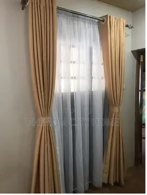 Beige Polyester Ready Curtains