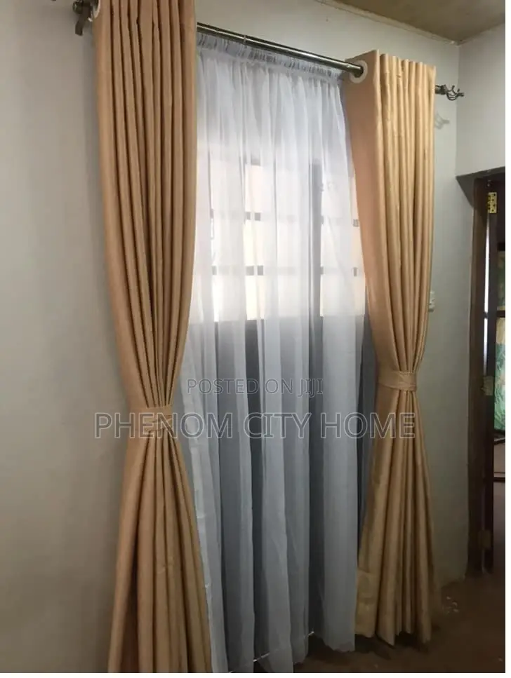 Beige Polyester Ready Curtains