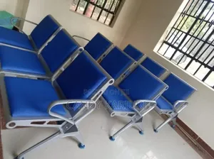Blue Hospital Lounge Area Linked Padded Bench