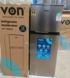 138litres Dark Grey Von Double Doors Refrigerator