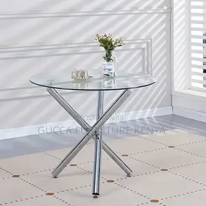Dining Tables: Modern Round Glass Home Office Dining Table