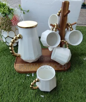 Luxurious Tea Set With Golden Handle*