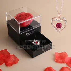 Heart Shaped Red Rose Necklace With Gift Box