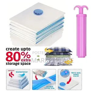 5pcs Set Vacuum Storage Bags With Pump for Clothes Blankets