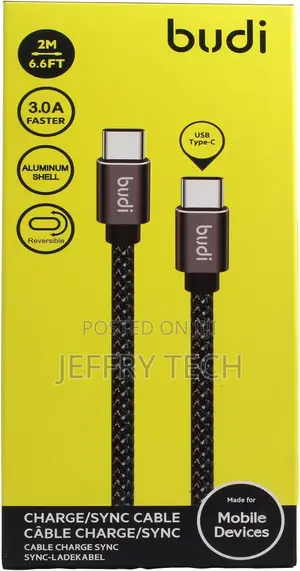 Budi USB Type C to Type C, 2m, Shell Reversible 3.0A 2m/