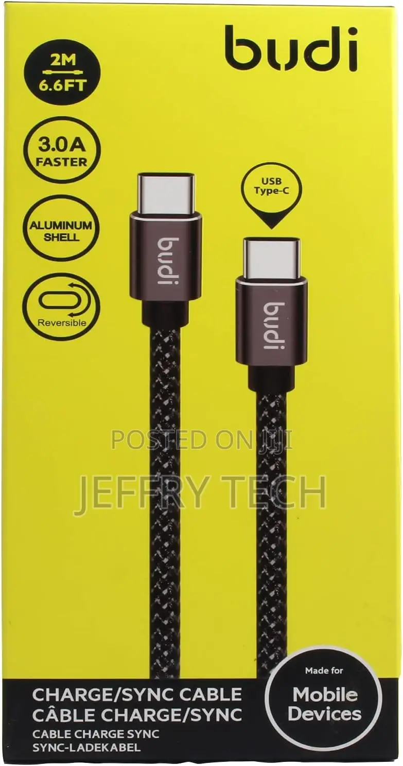 Budi USB Type C to Type C, 2m, Shell Reversible 3.0A 2m/