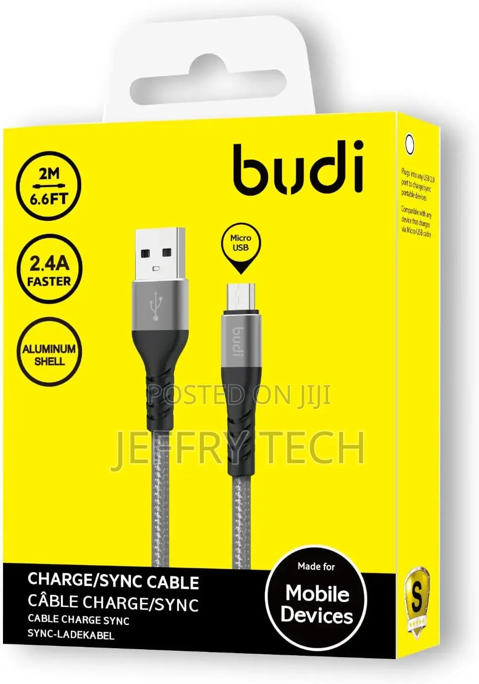 Budi Cable Charge/Sync 2 Meter Braided